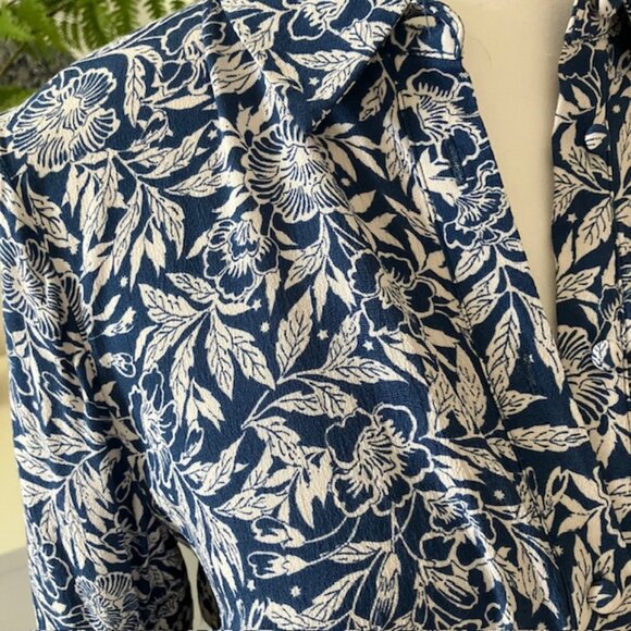 Joules British country blue floral midi dress button and belt women's size 6 - Picture 5 of 6